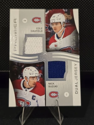 2023-24 UPPER DECK PREMIER DUAL JERSEY CAUFIELD / SUZUKI #PD-CCNS #10/99 HABS front